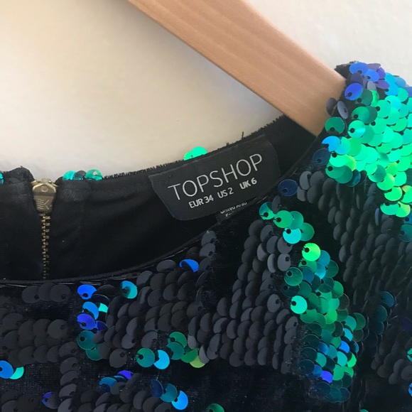 Topshop Sequin Velvet Shift Dress - Picture 3 of 8